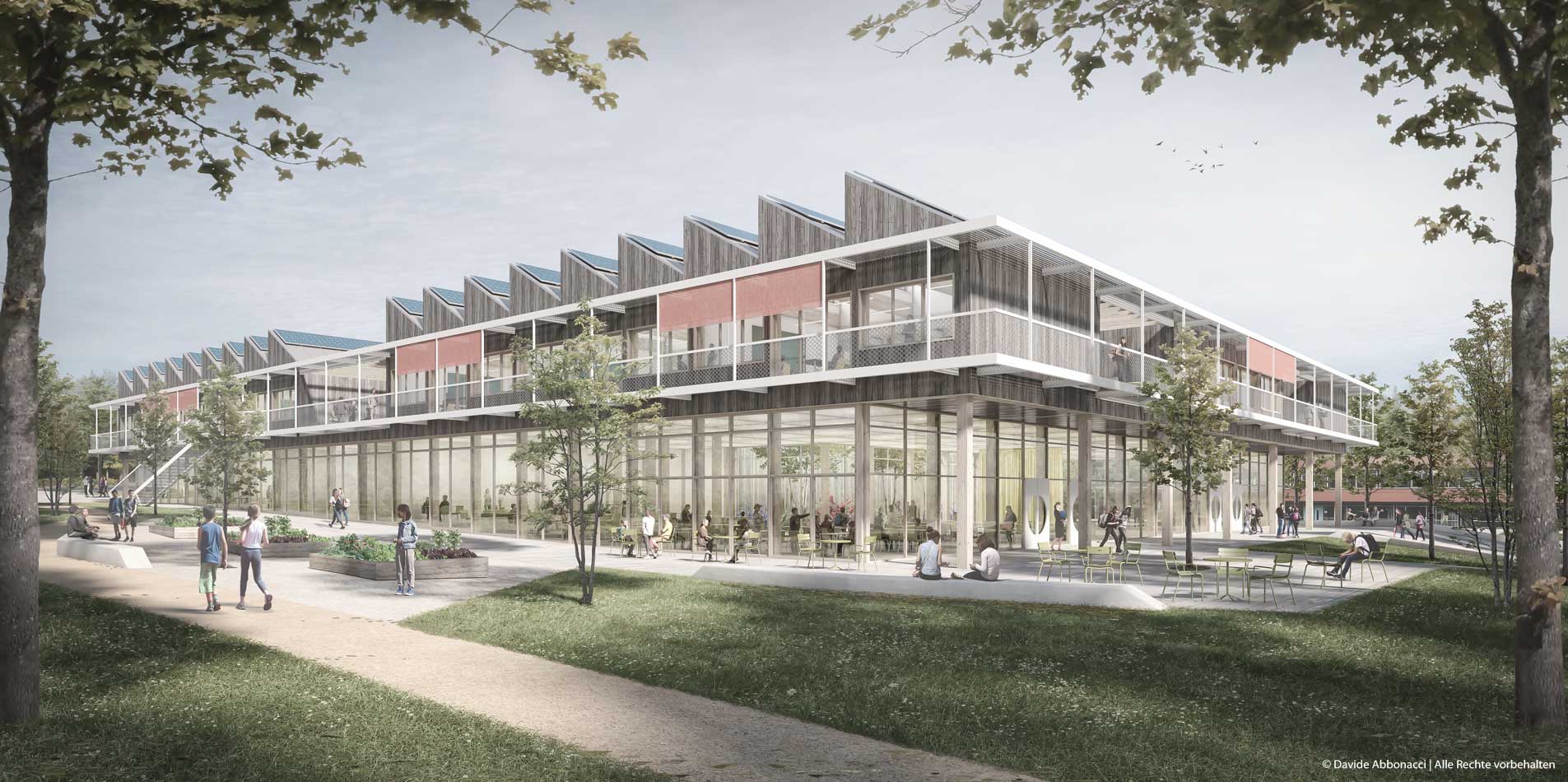 Neubau und Neuordnung Luisenschule, Bielefeld | Numrich Albrecht Klumpp Architekten | 2023 Wettbewerbsvisualisierung | 2. Preis  &nbsp;