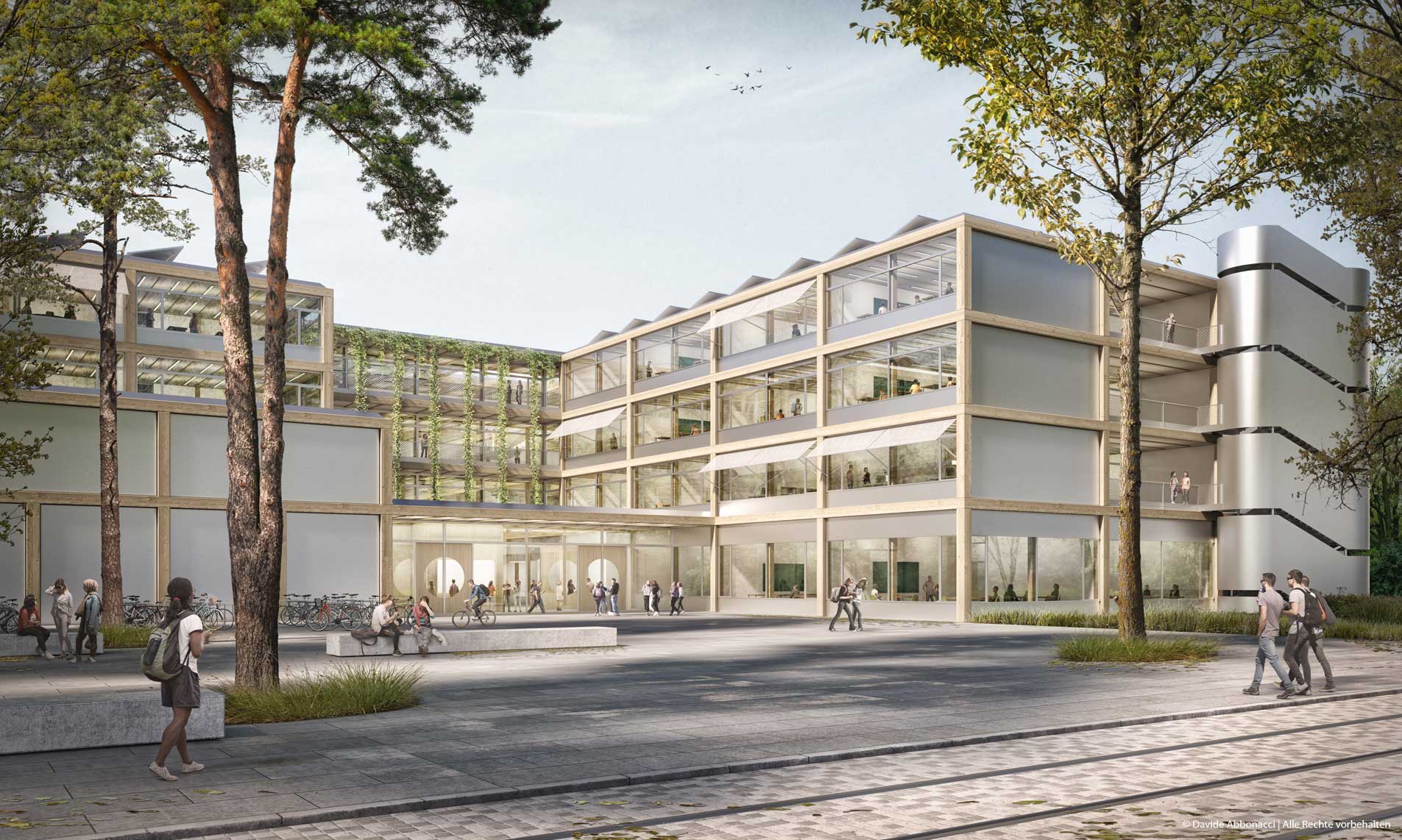 Gymnasium Rhenania Straße, Berlin-Spandau | Numrich Albrecht Klumpp Architekten | 2023 Wettbewerbsvisualisierung &nbsp;