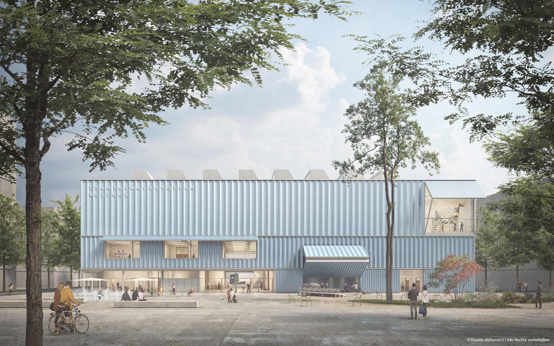 Neubau Theaterwerkstätten im WarnowQuartier, Rostock | Numrich Albrecht Klumpp Architekten | 2024 Wettbewerbsvisualisierung | 2. Preis&nbsp;