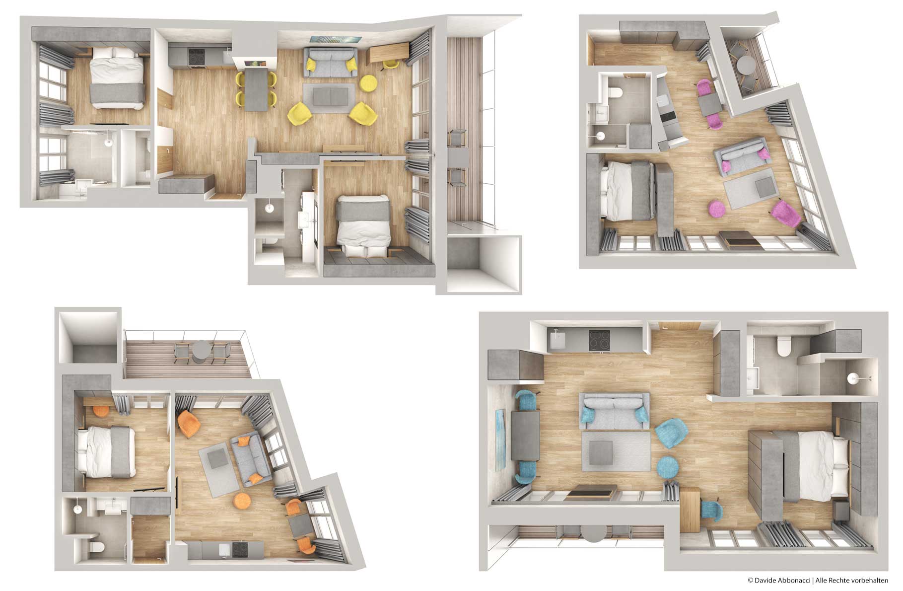 Downtown Apartments, Invalidenstraße 129, Berlin | hkt Architekten - PRIMUS Immobilien AG | 2019 3D-Grundrisse für Immobilienvermietung &nbsp;