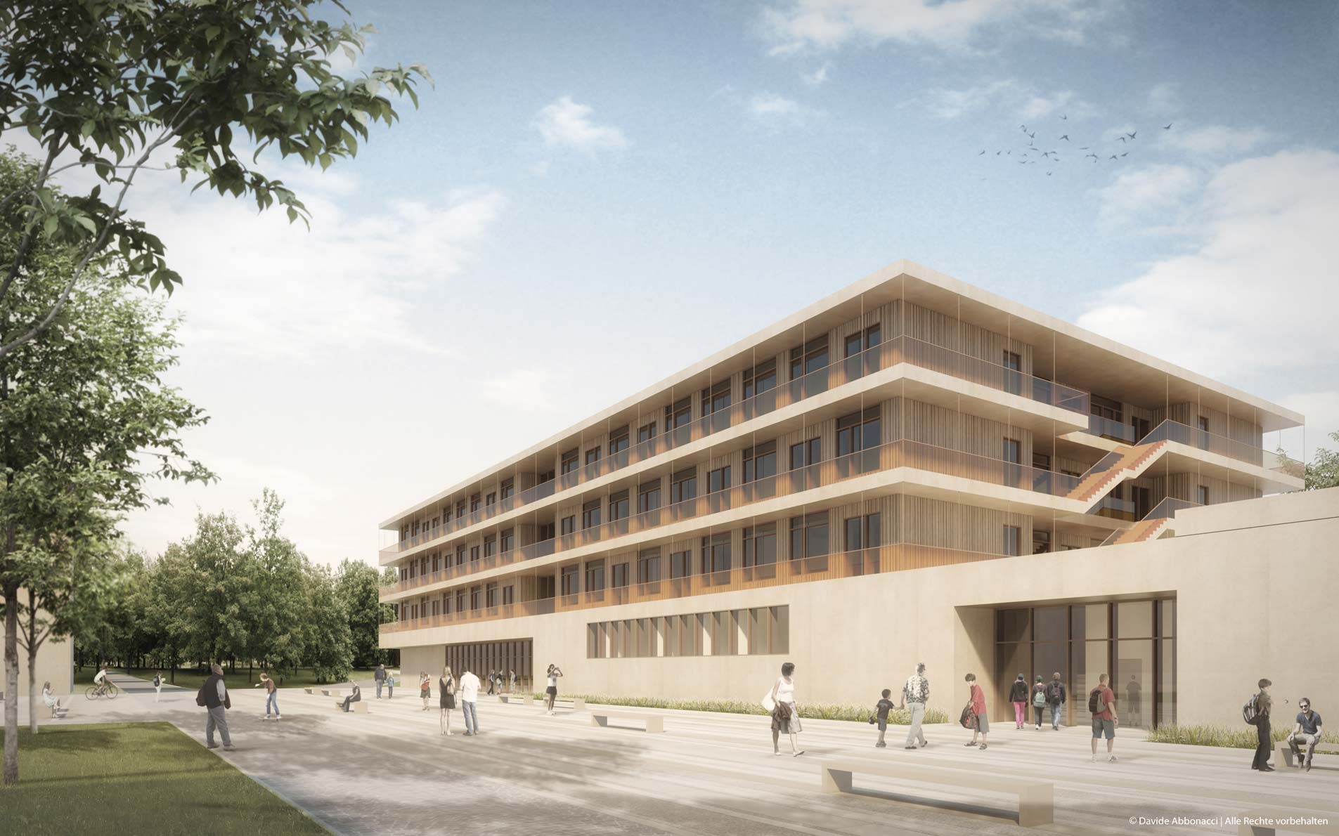 Vier Grundschulen in modularer Bauweise, München | NAK Architekten | 2013 Wettbewerbsvisualisierung | 3. Preis&nbsp;