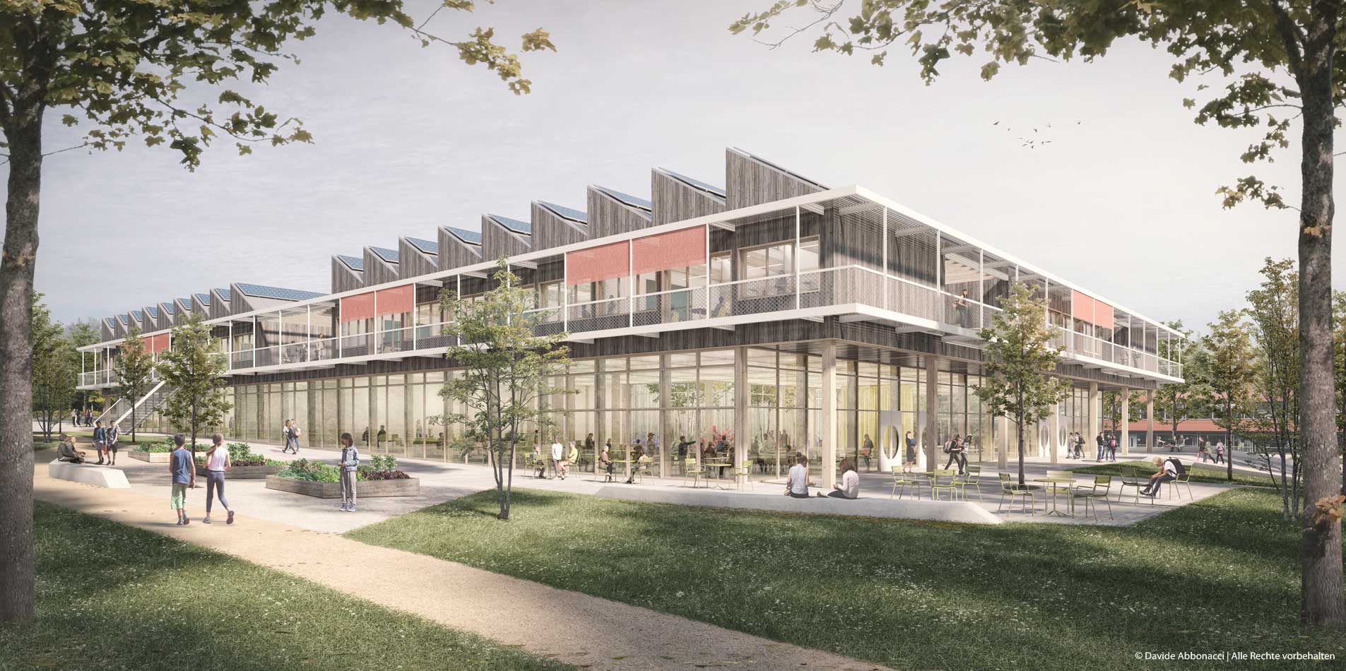 Neubau und Neuordnung Luisenschule. Bielefeld | NAK Architekten | 2023 Wettbewerbsvisualisierung | 2. Preis&nbsp;