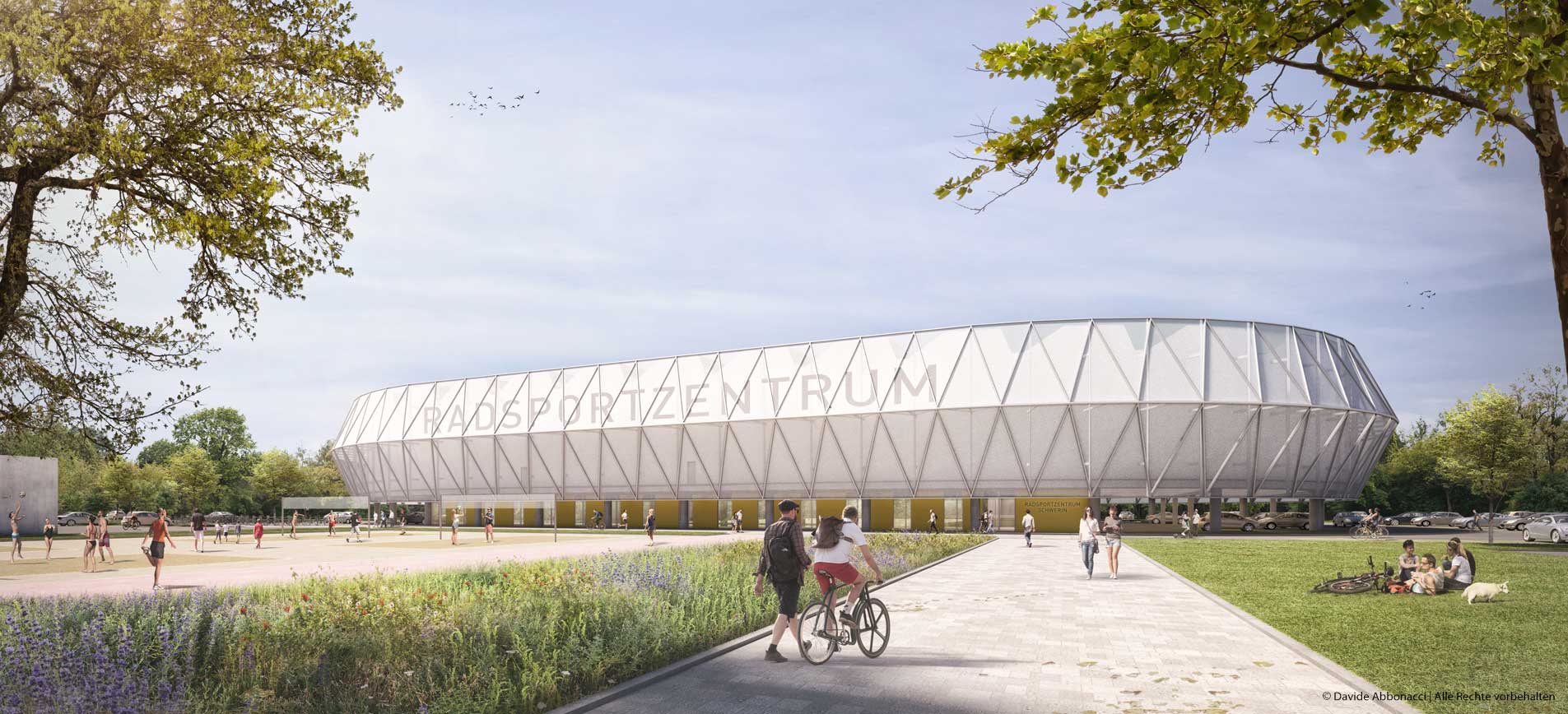 Radsportzentrum Mecklenburg-Vorpommern, Schwerin | GBP Architekten mit Baumschlager Eberle Architekten | 2022 Projektvisualisierung &nbsp;