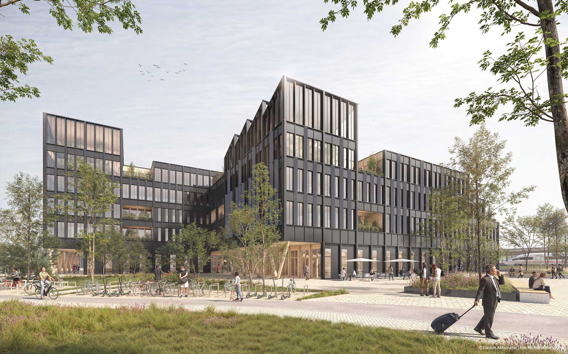 Kesselborn Campus, Rostock - Office-Deck | NAK Architekten für NEXT Generation Invest | 2025 Projektvisualisierung, Kooperation mit mojoimages